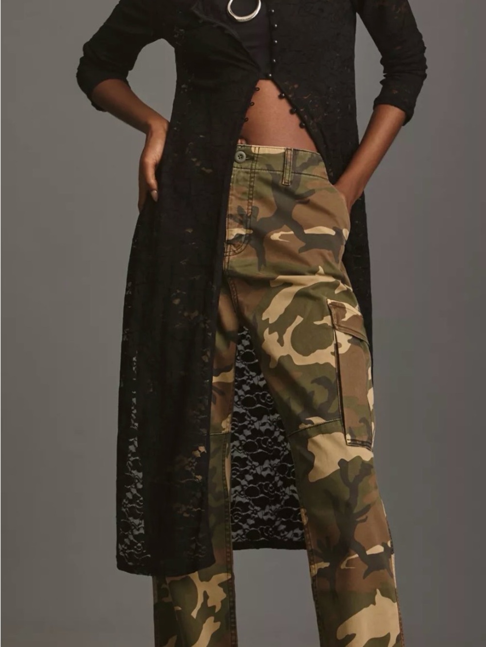 Good American uniform camo cargo pants